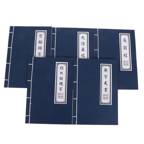 FUNOMOCYA 5 Stück Teiliges Vintage Chinesisches Notizbuch mit Antikem Schriftzeichen-cover Unlinierte Kung-fu Tagebücher im Retro-design Kreative Wulin Memo Bücher für Cosplay-requisiten von FUNOMOCYA