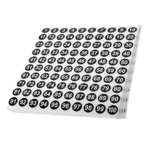 FUNOMOCYA 50 Blatt Wasserdichte digitale Aufkleber runden Zahlen Aufkleber-Etiketten Dateinummer Aufkleber Nummernaufkleber zur Klassifizierung Kupferplattenaufkleber Schwarz von FUNOMOCYA
