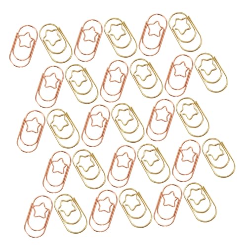 FUNOMOCYA 50 Stück Büroklammern im Fünfzack Stern Design Gold Roségold Metall Clips für Büro und Zuhause Vielseitig Einsetzbar für Dokumentenorganisation Lesezeichen von FUNOMOCYA