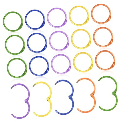 FUNOMOCYA 50 Stück Bunte Metall Buchbinderinge Kleine Schlüsselringe mit Sicherem Verschluss Farbige Flashcard Ringe für Notizbücher Planer Scrapbook Leicht zu Öffnen und Tragbar von FUNOMOCYA