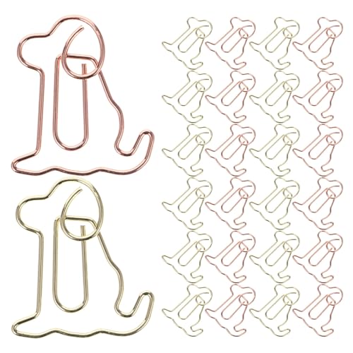 FUNOMOCYA 50 Stück Niedliche Hund Büroklammern Dokumentenklammern für Büro Schule und Zuhause Leicht und Tragbar aus Rosa und Goldene Clips für Organisation von Unterlagen von FUNOMOCYA