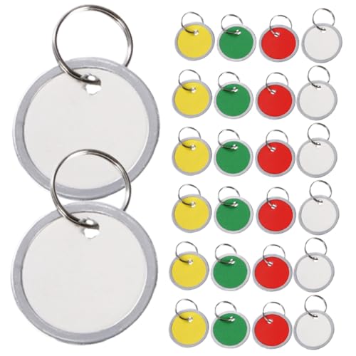 FUNOMOCYA 50 Stück Runde Schlüsselanhänger mit Beschriftbaren Etiketten Bunte Key Labels für Gepäck Schlüssel Reisekoffer Vielseitige Schlüsselbeschrifter für DIY und Alltagsorganisation von FUNOMOCYA