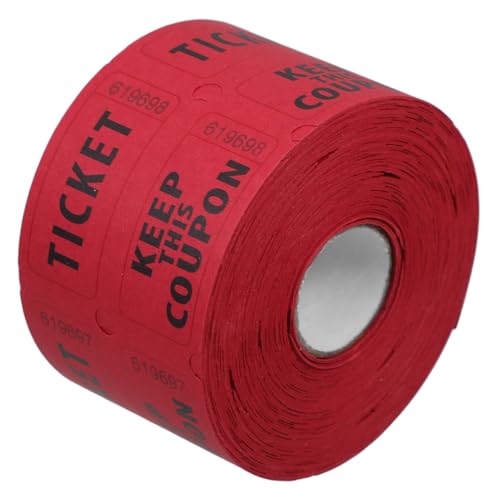 FUNOMOCYA 500 Stück Doppelte Raffle Tickets Rolle Tiefroter Gewinnlos Stub-tickets mit Fortlaufender für Veranstaltungen Partys Verlosung Karneval Fundraiser und Einlass von FUNOMOCYA