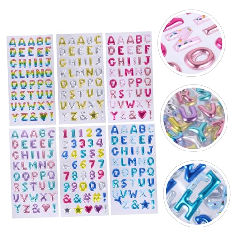 FUNOMOCYA 6 Blätter Glitzernde Buchstaben Zahlenaufkleber Selbstklebend Goldene Puzzle Sticker für DIY Geschenkdekoration Scrapbooking und Bastelarbeiten Rückstandsfrei Haftend von FUNOMOCYA