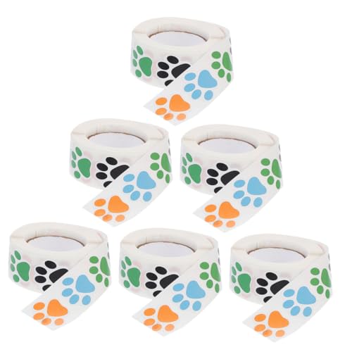 FUNOMOCYA 6 Rollen Selbstklebendes Hundepfotenpapier Pfoten-etiketten Pfotenaufkleber Für Welpen Aufkleber Für Hundepfoten Haustier Aufkleber Mit Pfotenabdruck Für Hunde Beschichtetes Papier von FUNOMOCYA