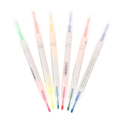 FUNOMOCYA 6 Stück Doppelseitige Pastell Textmarker für Schüler Kleine Scrapbook Marker Leuchtstarke Schreibstifte für Notizen und Journaling Vielseitige Alltags schreibwaren Farben von FUNOMOCYA