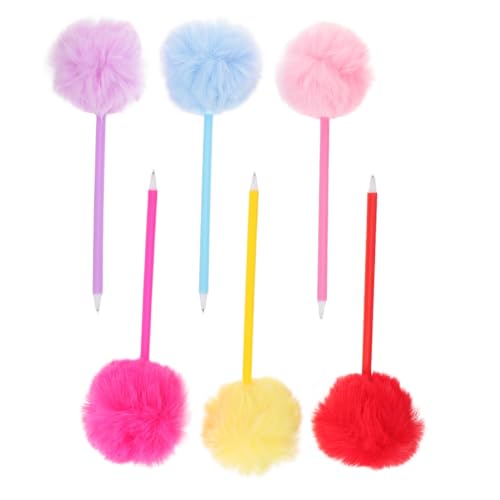 FUNOMOCYA 6 Stück Flauschige Pompon-kugelschreiber für Mädchen Kreative Kinderfreundliche Schreibstifte mit Sanfter Tinte für Schule Büro Zuhause Dekorative Schreibwaren von FUNOMOCYA