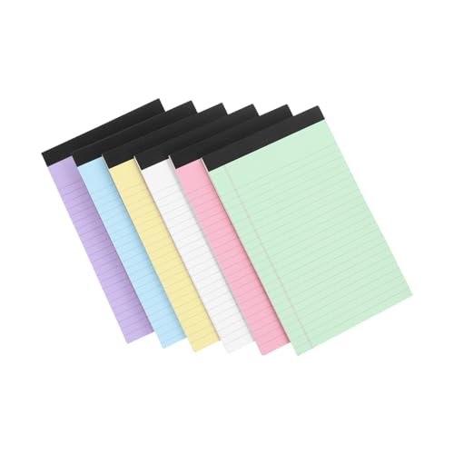 FUNOMOCYA 6 Stück Liniert Notizblöcke Abreißbare Memo Pads Farben Weiß Gelb Grün Blau für Büro und Schule für Tägliche Planung und Notizen von FUNOMOCYA