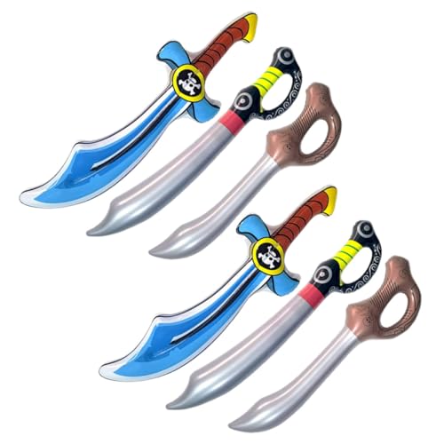 FUNOMOCYA 6 Stück Teiliges Aufblasbares Piratenschwert PVC für Party Requisiten Bühnenkostüm Cosplay Geeignet Verschiedene Langlebig Sicher von FUNOMOCYA