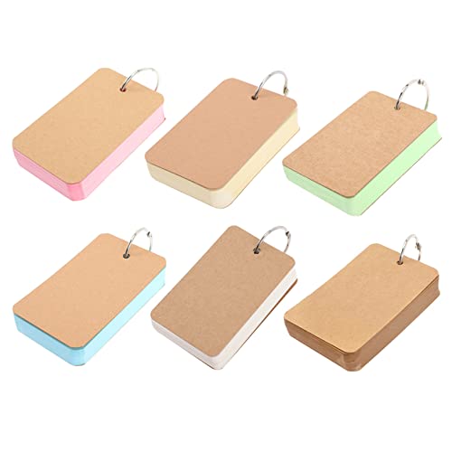 FUNOMOCYA 6 Stück Teiliges Blanko Notizkarten mit Bindering Portable Lernkarten für Diy Vokabelkarten Notizen Machen Studieren und Organisieren von FUNOMOCYA