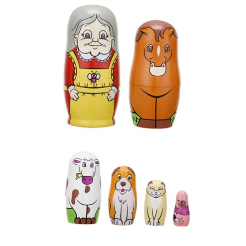 FUNOMOCYA 6 Stück Teiliges Bunte Handbemalte Hölzerne Nesting Dolls Russische Puppen für Kreative Holzdekoration Robust Langlebig von FUNOMOCYA