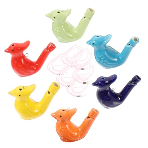 FUNOMOCYA 6 Stück Teiliges Bunte Keramik Vogelpfeifen Kinderpfeifen ohne Wasser Badewannenspielzeug Musikinstrumente zur Gehirnentwicklung und Musikförderung für Mädchen Zufällige Farbe von FUNOMOCYA