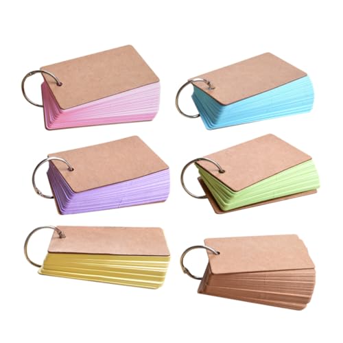 FUNOMOCYA 6 Stück Teiliges Bunter Karteikarten mit Binder ring Wiederbefüllbar Blanko DIY Lernkarten Handliche Wortkarten für Schule Büro Studium und Notizen Tragbar Praktische von FUNOMOCYA