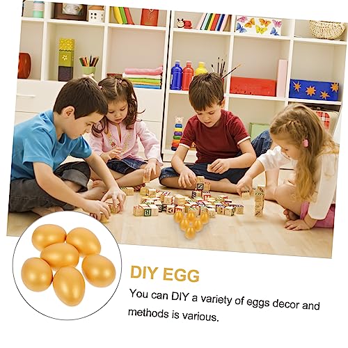 FUNOMOCYA 6 Stück Teiliges Goldene Holz Ostereier mit Diy Design Langlebige Eier für Osterparty Dekoration und Hand Auge Koordination für Kreatives Bemalen und Osterdekoration von FUNOMOCYA
