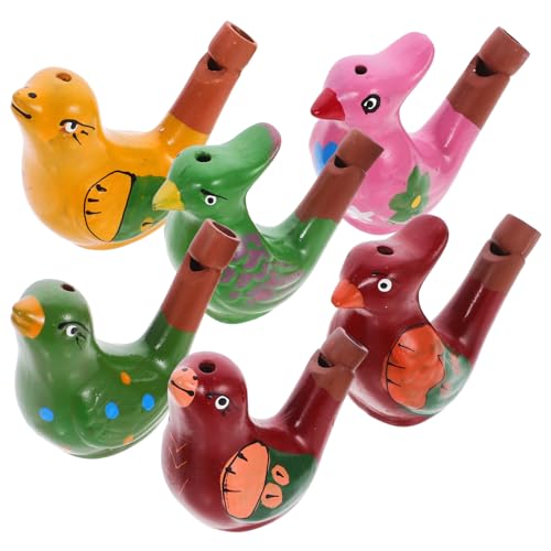 FUNOMOCYA 6 Stück Teiliges Keramik Vogelpfeifen für Bunte Kleine Wasservogel Pfeifen mit Kindgerechtem Design Sicher Einfach zu Blasen für Outdoor Spiele und Partys von FUNOMOCYA