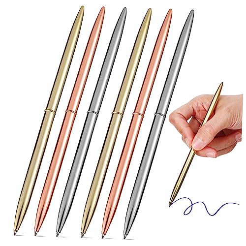 FUNOMOCYA 6 Stück Teiliges Kugelschreiber Set aus Metall in Gold Roségold und Silber Glattes Schreiben für Büro und Schule Leicht und Tragbar für Studenten und Bürobedarf von FUNOMOCYA