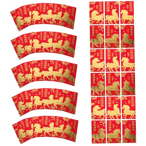 FUNOMOCYA 60 Stück Jahr des Pferdroten Pakets 2026 Frühlingsfestumschläge Festival roter Umschlag Chinas rote Umschläge roter chinesischer Umschlag Mond Neujahrsgeldumschläge hong bao Papier von FUNOMOCYA