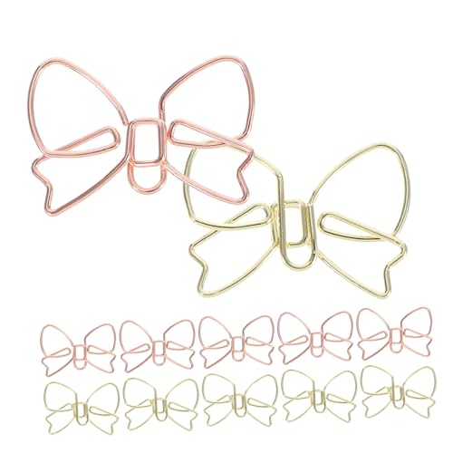 FUNOMOCYA 60 Stück Kreative Bowknot Metall Büroklammern Stabile Eisenclips in Gold Roségold Niedliche Lesezeichen Organizer für Schule Büro Hochzeit und Dokumentenmanagement von FUNOMOCYA