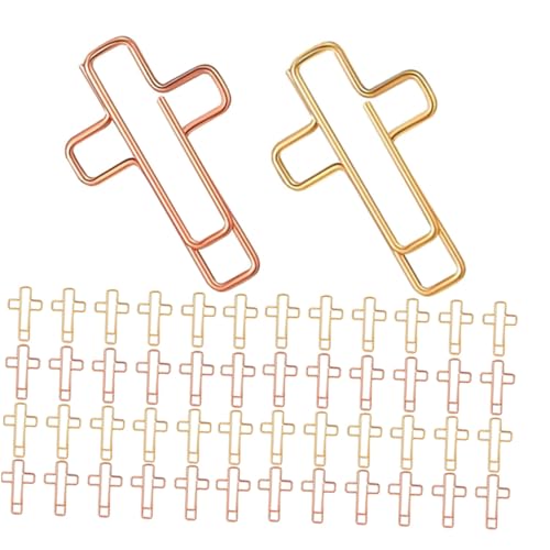 FUNOMOCYA 60 Stück Teiliges Metall-büroklammern Kreuz-design Niedliche Lesezeichen für Bibelstudium und Tagebuch Langlebige in Gold und Roségold zum Organisieren von Dokumenten und Notizen von FUNOMOCYA