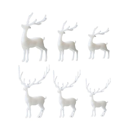 FUNOMOCYA 6St Elch-Ornament Animal Figures plastiktisch 3D-Epoxy-Verzierung Rentierfiguren Silikonformen Plüschtier DIY-Ornamente Kristall-Epoxy-Verzierung Füllung Schimmel Epoxidharz Weiß von FUNOMOCYA