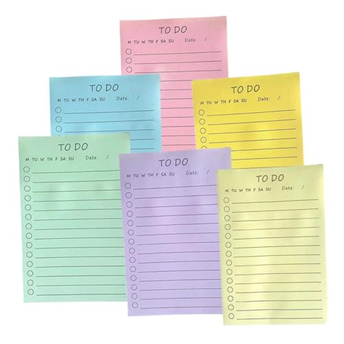 FUNOMOCYA 6Stücke Klebrige Memo Aufkleber Wiederverwendbare Notizzettel Liniert To Do Liste für Büro Schule und Zuhause Praktische Haftnotizen im Modernen Design von FUNOMOCYA