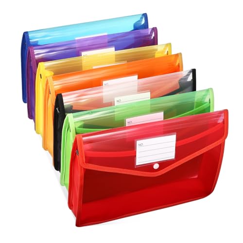 FUNOMOCYA 7 Stück Aktentaschen Knopfverschluss Dokumententasche Erweiterbare Dokumentenmappe Dokumentenhalter mit Knopfverschluss Ordner Büro Organisator für Papierakten Dokumententaschen von FUNOMOCYA