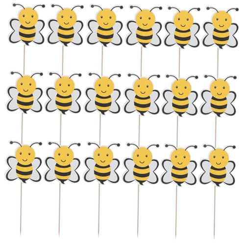 FUNOMOCYA 72 Stück Bienen Cupcake Picks Cartoon Tortendeko Stabile Leichte Kuchenstecker für Bienen-motto Geburtstag Babyparty und Festlichkeiten Praktische Einweg Kuchenaufleger von FUNOMOCYA