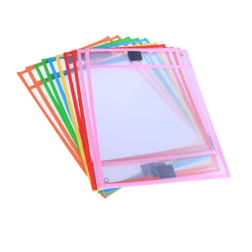 FUNOMOCYA 8 Stück Teiliges PVC Wiederverwendbares Dry Erase Dokumententaschen Wasserdichte Transparente und Abwischbare Aktenhüllen für Büro Schule und Vielseitige Zufällige Zufällige Farbe von FUNOMOCYA