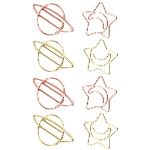 FUNOMOCYA 8 Stück Teiliges Stern und Mond Papierclips Dekorative Büroklammern aus Metall Vielseitig Einsetzbar für Dokumente Notizen DIY Farben Je von FUNOMOCYA