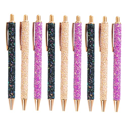 FUNOMOCYA 9 Stück Teiliges Einziehbare Glitzer-kugelschreiber mit Schwarzer Tinte Metallisch Glänzend Vielseitig Einsetzbar für Schule Büro und Tragbar und Dekorativ für Lehrer und FUNOMOCYA 9 Stück Teiliges Einziehbare Glitzer-kugelschreiber mit Schwarzer Tinte Metallisch Glänzend Vielseitig Einsetzbar für Schule Büro und Tragbar und Dekorativ für Lehrer und von FUNOMOCYA
