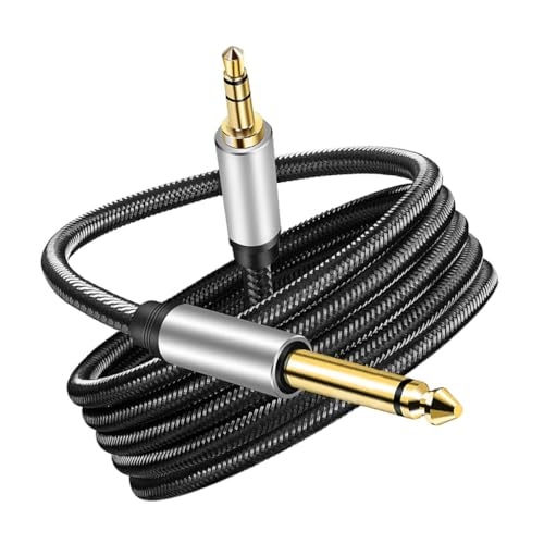 FUNOMOCYA Audio Kabel Gitarrenkabel Verlängerungskabel Dual guitar cable anschlusskabel Gitarren-Audiokabel Hochwertiges Audiokabel Tonkabel Stereokabel 1/8 bis 1/4 Kabel Gummi Black von FUNOMOCYA