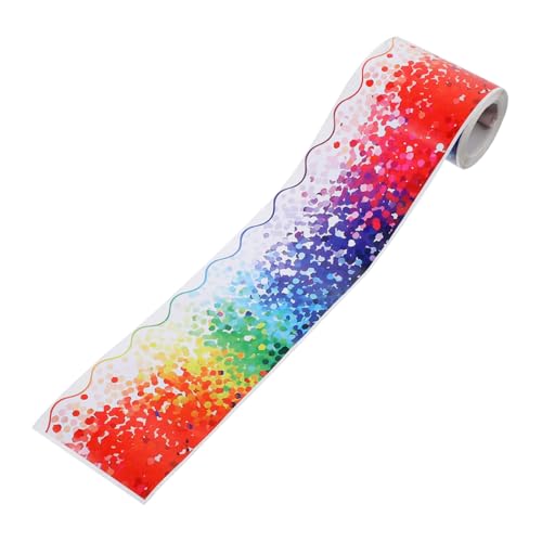 FUNOMOCYA Bunte Bulletin Board Border Aufkleber Selbstklebend für Klassenzimmer Dekoration Schwarzes Brett Wandrahmen Wellenmuster von FUNOMOCYA