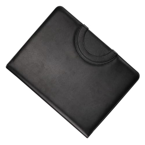 FUNOMOCYA Business Leder portfolio mit Reißverschluss Dokumentenmappe Multifunktionaler Organizer für Konferenz und Büro Schwarzer Aktenordner für Damen und Männer Praktischer von FUNOMOCYA