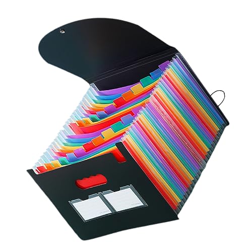 FUNOMOCYA Datei Organizer mit Fächern Tragbarer Aktenordner mit Deckel Großer Stauraum für Dokumente für Büro und Schule Farbenfrohes Design Leicht zu Reinigen von FUNOMOCYA