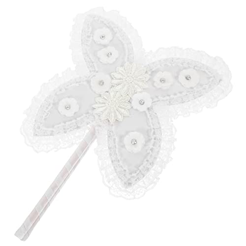 FUNOMOCYA Eleganter Handgehaltener Brautfächer aus Spitzenstoff Schmetterlingsförmig mit Feinem Spitzenmuster für Hochzeitsfeiern Bühnenauftritte und Festliche Anlässe Wiederverwendbar und von FUNOMOCYA