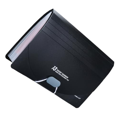 FUNOMOCYA Fächermappe mit Fächern Praktischer Organizer für Quittungen Karten und Rechnungen Schwarz mit Bunten Innenseiten Design für Büro und Zuhause von FUNOMOCYA