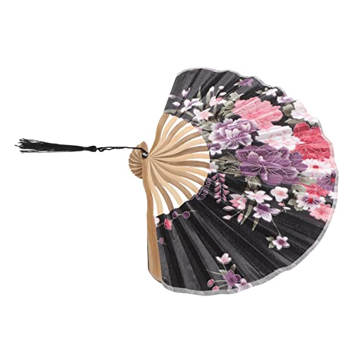 FUNOMOCYA Faltbarer Japanischer Handfächer aus Holz Vintage Klappfächer für Sommer Party Tanz und Diy Dekoration Schwarz von FUNOMOCYA