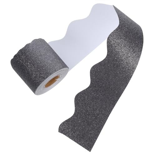FUNOMOCYA Glitzernde Schwarze Bordüre Aufkleber für Klassenzimmer Austauschbare Papiergrenze für Pinnwände und Bulletin Boards Dekorative Bordüre aus Strapazierfähigem Material für von FUNOMOCYA