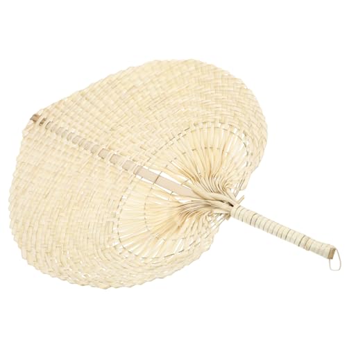 FUNOMOCYA Handgefertigter Handgewebter Sommerfächer aus Gelbem Palmblatt Tragbar und Leicht Traditioneller Strohfächer für Outdoor und Indoor Kühlung Natürliche Bambusduft Wanddekoration von FUNOMOCYA