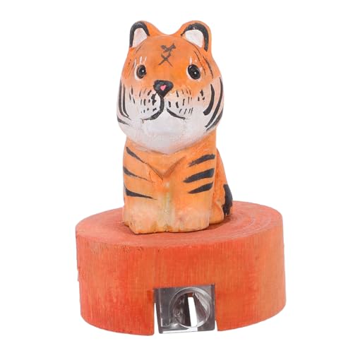 FUNOMOCYA Handlicher Bleistiftspitzer Tiger-design Realistisches Holzmodell Präzises Manuelles Schärfen Niedliches Tier-motiv für Schule Zuhause Schreibtischdeko von FUNOMOCYA