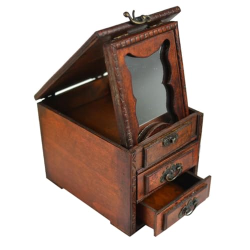 FUNOMOCYA Holz Schmuckschatulle im Retro mit Spiegel Vintage Schmuckaufbewahrung für Ohrringe Ringe und Kleine Kostbarkeiten und Tischdekoration FUNOMOCYA Holz Schmuckschatulle im Retro mit Spiegel Vintage Schmuckaufbewahrung für Ohrringe Ringe und Kleine Kostbarkeiten und Tischdekoration von FUNOMOCYA