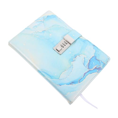FUNOMOCYA Kreatives Passwort Notizbuch mit Schloss Lockable Journal für Mädchen Sicheres Tagebuch mit Zahlenschloss aus PU für Kreative Notizen und Planung Blau von FUNOMOCYA
