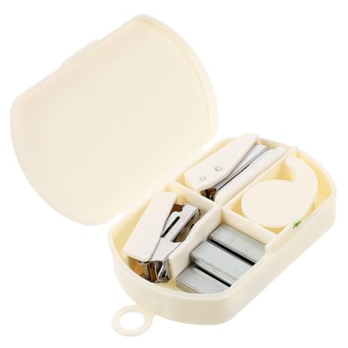 FUNOMOCYA Multifunktionaler Tape Dispenser und Heftgerät Tragbarer Handwerkzeug Koffer für DIY Scrapbooking Papier Schneiden Leicht und für Büro und Schule Weiß von FUNOMOCYA