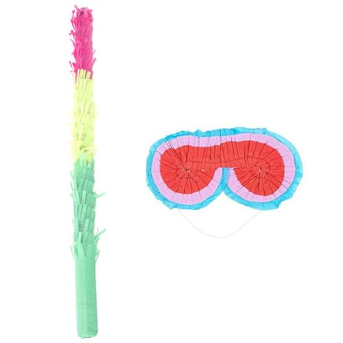 FUNOMOCYA Pinata Spielset Teiligem Bunter Schlagstab und Augenbinde für Kindergeburtstag Leicht Handlich Robust Partyspiel für Jungen und Mädchen bei Festen und Feiern von FUNOMOCYA