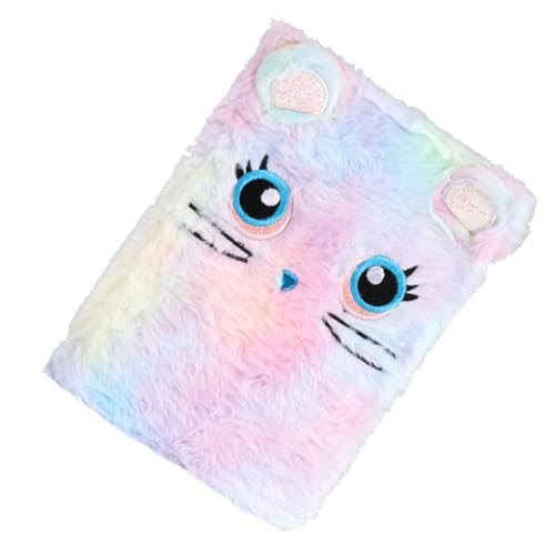 FUNOMOCYA Plüsch Notizbuch Mädchen Buntes Tagebuch Schreibblock Weiches Cartoon katzen Design Schüler Schreibwaren Geschenk von FUNOMOCYA