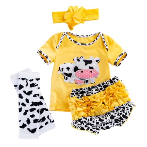 FUNOMOCYA Reborn Doll Outfit Kurzarm und Shorts Kuh Design für Puppen Mädchen Kleidung Waschbar Ganzjahres Geeignet von FUNOMOCYA