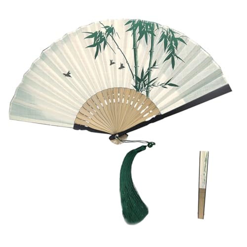 FUNOMOCYA Retro Faltfächer mit Quaste Klassischer Handfächer aus für Damen und Herren für Tanz Sommerveranstaltungen Stilvolles Accessoire von FUNOMOCYA