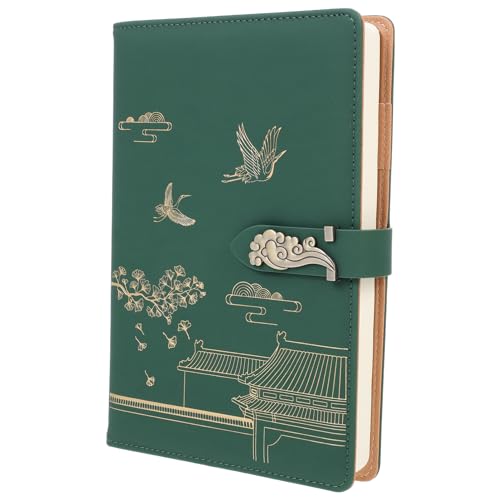 FUNOMOCYA Retro PU Notizbuch mit Konferenznotizbuch für Schule und Büro für Notizen Tagebücher und Inspirierende Ideen Algen Grün von FUNOMOCYA