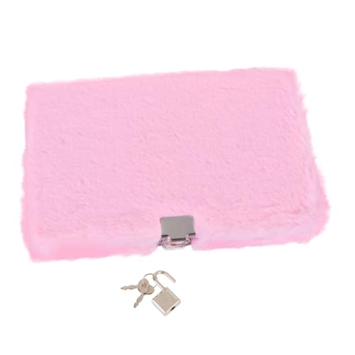 FUNOMOCYA Schüler Notizbuch mit Flauschigem Überzug und Schloss Kreatives Tagebuch Planner Organizer für Schule Büro Zuhause Rosa Plüsch Student Journal von FUNOMOCYA