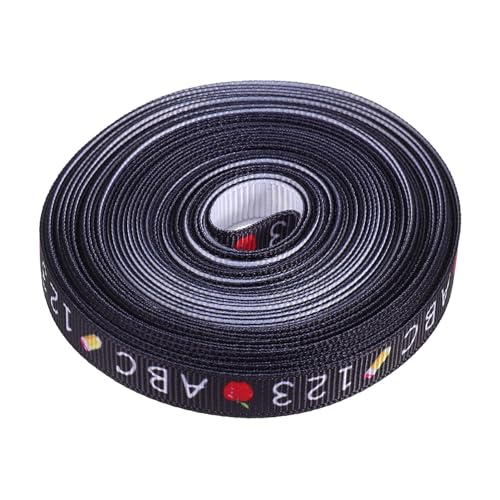 FUNOMOCYA Schulanfang Geschenkband mit Buntstift motiv Polyester Bastelband mit Drahtkante Langlebig Leicht zu Binden für Geschenkverpackung und Dekoration im Klassenzimmer von FUNOMOCYA